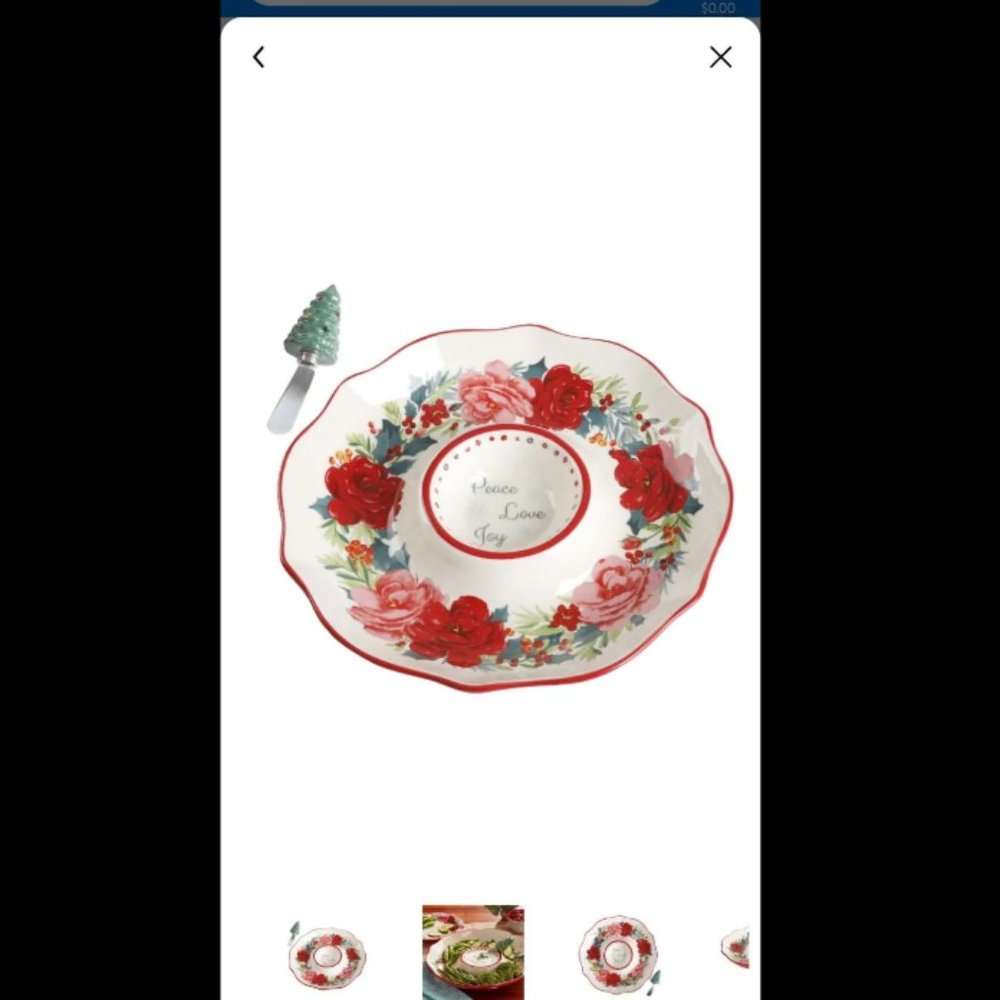 pioneer woman cheerful rose christmas dip tray